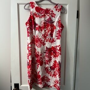 White with red flowes dress